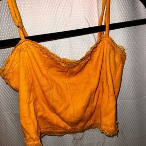 Mustard yellow crop tank top